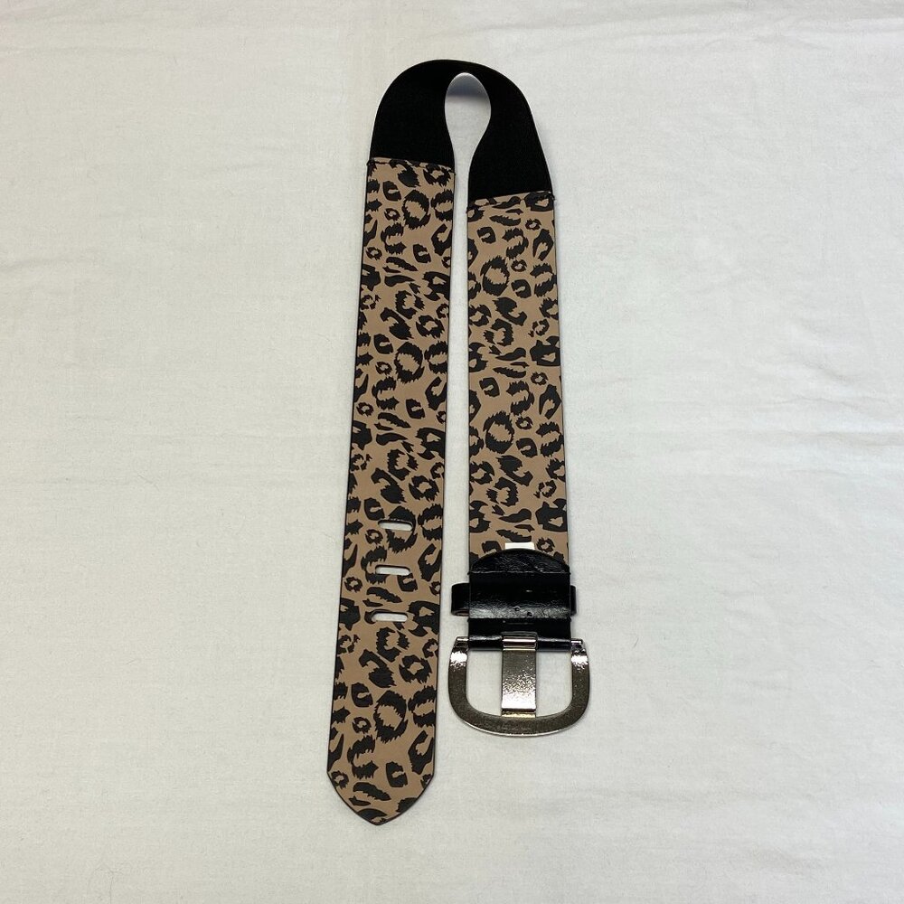 Betsey Johnson Black Wide Faux Leather Stretch Elastic Back Belt Silver Buckle - Picture 4 of 8